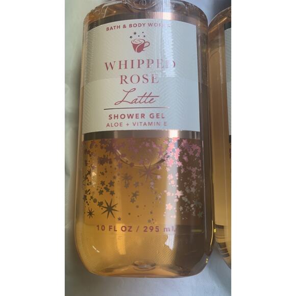 2 x Bath & Body Works WHIPPED ROSE LATTE Aloe & Vitamin E shower gel - Lot of 2 - Picture 4 of 6